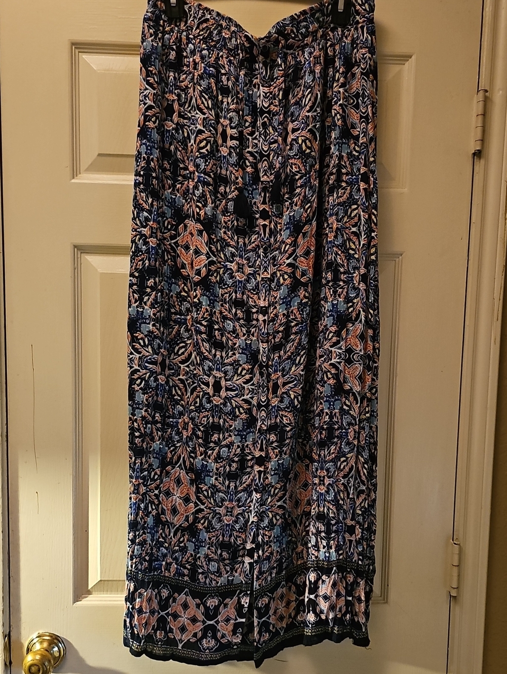 Hannah Navy Maxi Skirt with Pink and Light Blue Floral Print